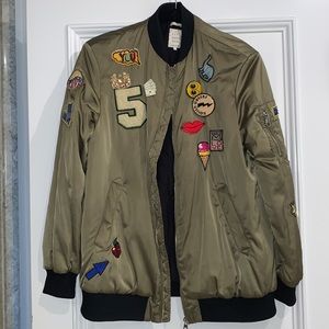 Oversize patched bomber jacket